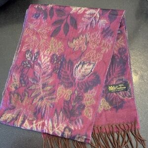Pink Floral 100% Cashmere Scarf